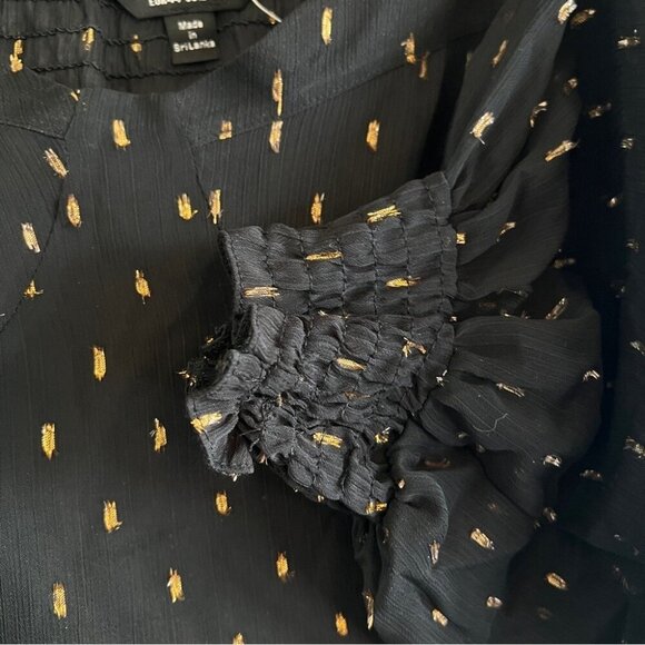 MISS SELFRIDGE Fit & Flare Black Mini Dress with Gold Foil Accents Size 12 NWT - Picture 8 of 11